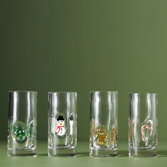 NWT Anthropologie Festive Christmas  Snowman Shot Glass - Picture 2 of 2